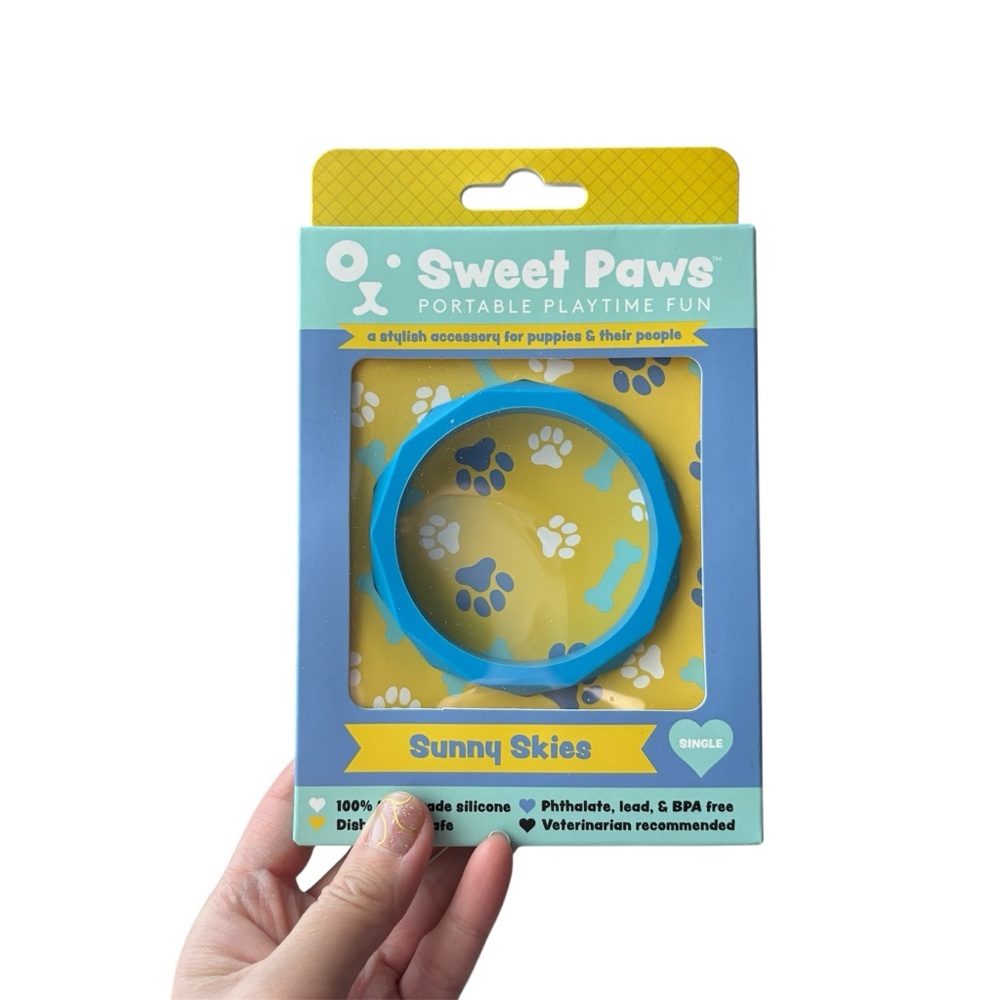2/$20 SWEET PAWS Silicone Dog & Cat Teether toy fun times - blue